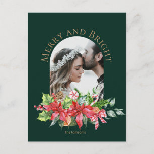 Merry and Bright watercolor branch Postcard