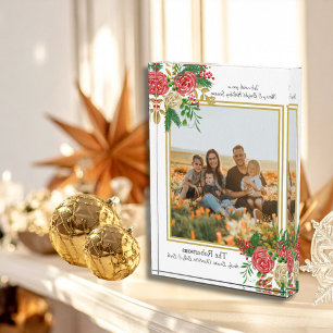 Merry and Bright Watercolor Floral Family Photo Block
