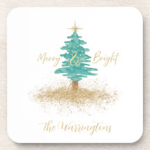 "Merry and Bright" Watercolor Tree