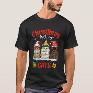 Merry and Bright with Cats Christmas With My Cats T-Shirt