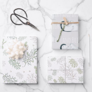 Merry and Bright with Mistletoe Wrapping Paper Sheet