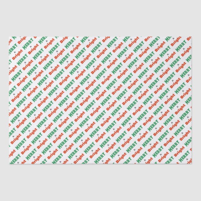 Merry and Bright Words Festive Holiday Christmas Tissue Paper (Front)