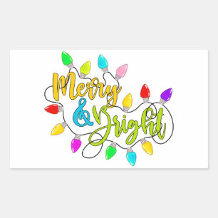 Merry And Bright Xmas Lights Rectangular Sticker