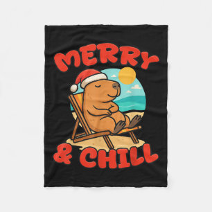 Merry And Chill Capybara _ Funny Cute Capybara San Fleece Blanket