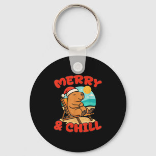Merry And Chill Capybara _ Funny Cute Capybara San Key Ring