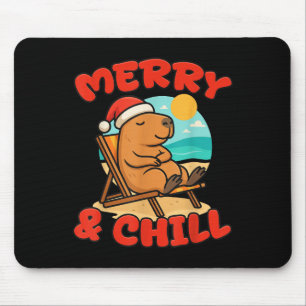 Merry And Chill Capybara _ Funny Cute Capybara San Mouse Mat
