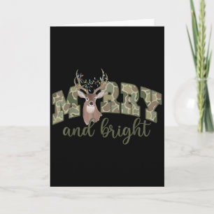 Merry And Christmas Bright Camouflage Reindeer Xma Card