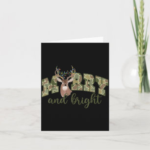 Merry And Christmas Bright Camouflage Reindeer Xma Card