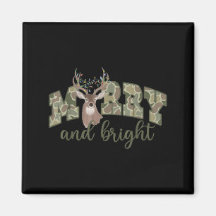 Merry And Christmas Bright Camouflage Reindeer Xma Magnet