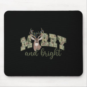 Merry And Christmas Bright Camouflage Reindeer Xma Mouse Mat