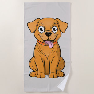 Merry and cute brown dog beach towel