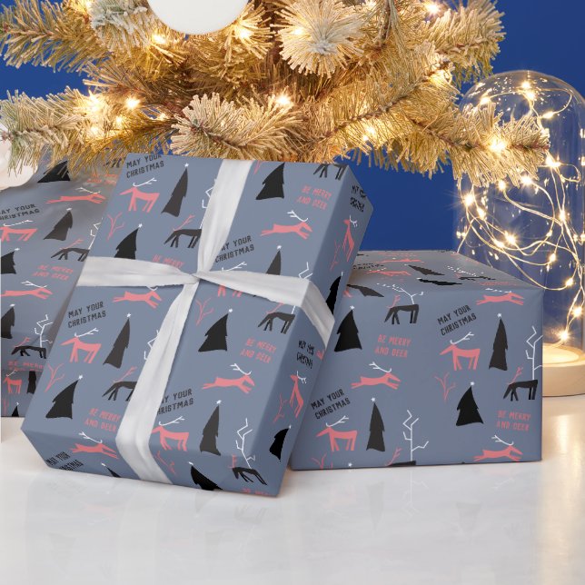 MERRY AND DEER CHRISTMAS WRAPPING PAPER (Holidays)