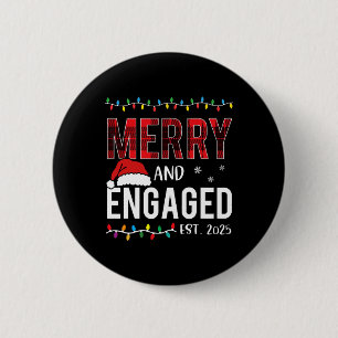 Merry And Engaged 2025 Red Plaid Matching Christma 6 Cm Round Badge
