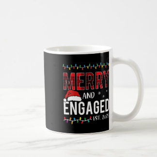 Merry And Engaged 2025 Red Plaid Matching Christma Coffee Mug