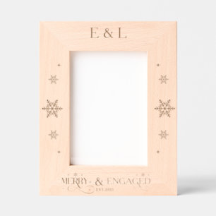 Merry and Engaged Couple Snowflake Script Etched Frames