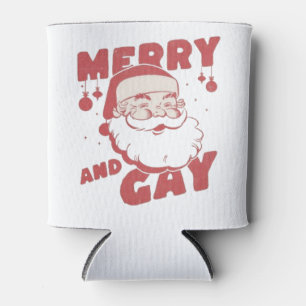 Merry and Gay Funny Christmas LGBTQ Pride Can Cooler