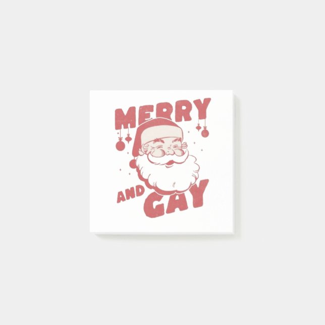 Merry and Gay Funny Christmas LGBTQ Pride Post-it Notes (Front)