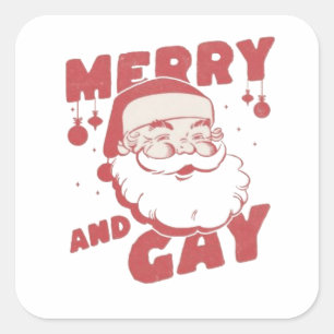 Merry and Gay Funny Christmas LGBTQ Pride Square Sticker
