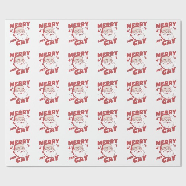Merry and Gay Funny Christmas LGBTQ Pride Wrapping Paper (Flat)