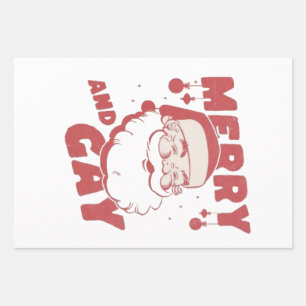Merry and Gay Funny Christmas LGBTQ Pride Wrapping Paper Sheet