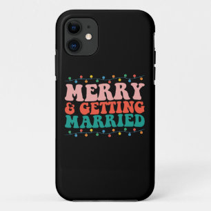 Merry And Getting Married Couple Christmas Groovy iPhone 11 Case