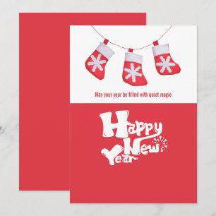Merry And Happy New Year Christmas Card, Modern  Holiday Card
