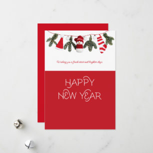 Merry And Happy New Year Christmas Card, Modern Holiday Card