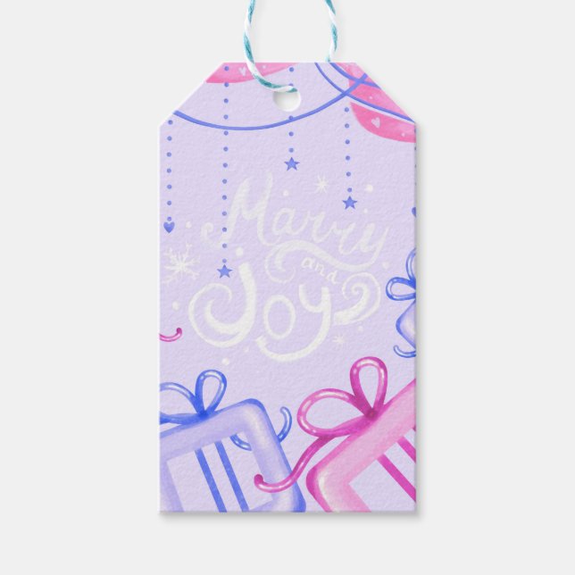 Merry and Joy Pastel Gift Tags  (Front)