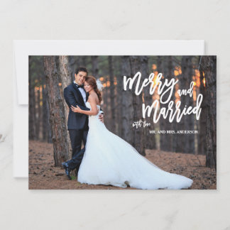 Merry and Married Brush Script Holiday Photo Card