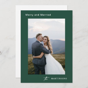 Merry and Married Calligraphy Photo Christmas Holiday Card