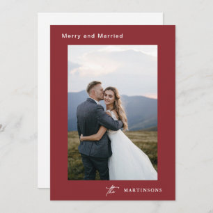 Merry and Married Calligraphy Photo Christmas Holiday Card