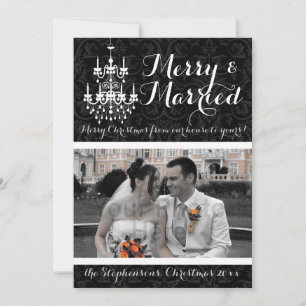 Merry and Married Chandelier Holiday Photo Card