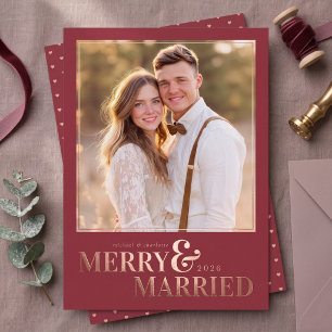 Merry and Married Christmas Photo Foil - Red Holiday Card