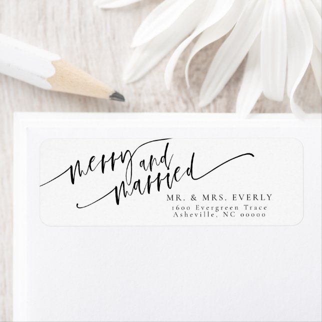 Merry And Married Christmas Return Address Labels (Insitu)