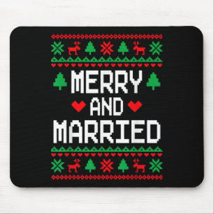 Merry And Married Couples Matching Ugly Christmas  Mouse Mat