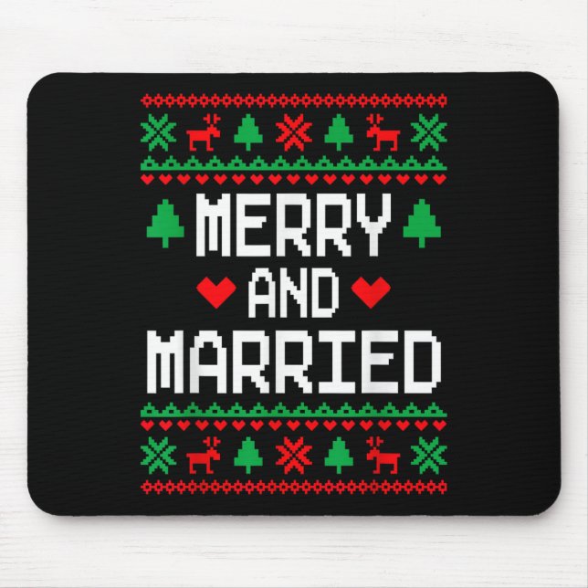 Merry And Married Couples Matching Ugly Christmas  Mouse Mat (Front)