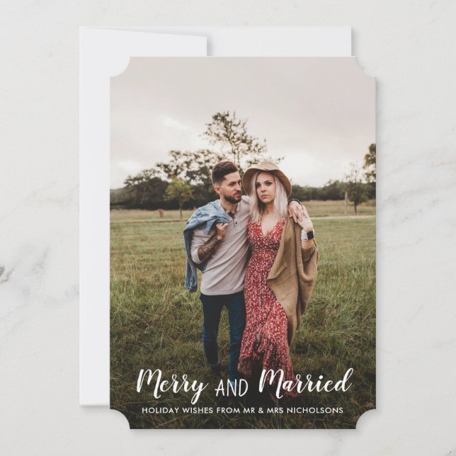 Merry And Married Elegant First Christmas | Photo Holiday Card (Front)