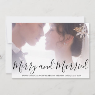 Merry and Married Elegant Photo Newlywed Christmas Holiday Card