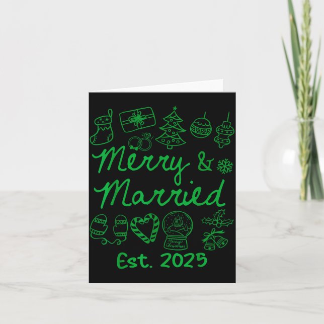 Merry And Married Est 2025 Christmas Couples Match Card (Front)