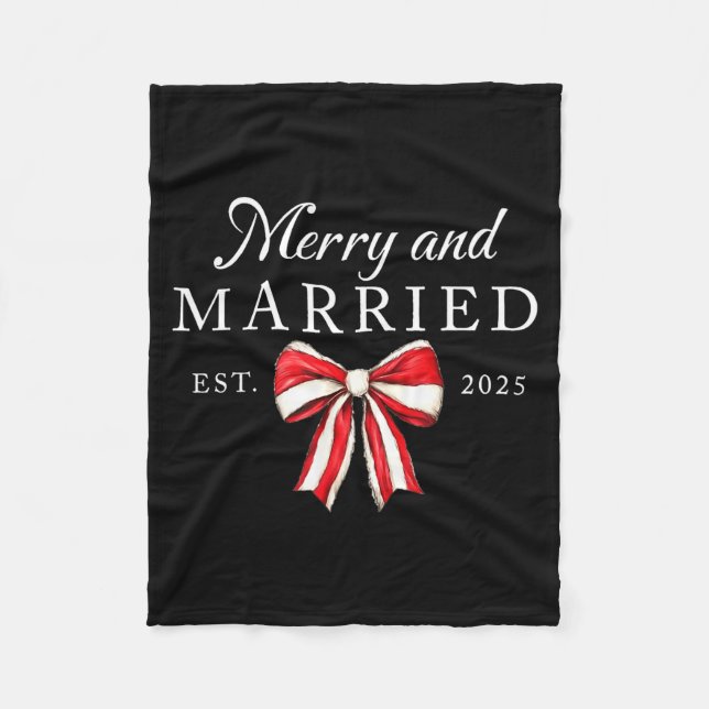 Merry And Married Est 2025 Coquette Couple Matchin Fleece Blanket (Front)