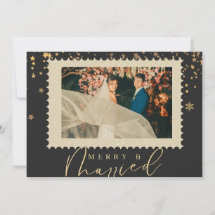 Merry and married first christmas holiday card