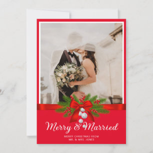 Merry and Married – First Christmas Newlywed Photo Holiday Card