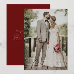 Merry and Married First Christmas Newlywed Photo Holiday Card
