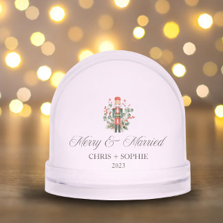 Merry And Married First Christmas Nutcracker Snowglobe