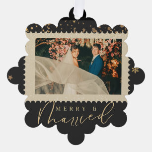 Merry and married first christmas tree decoration card