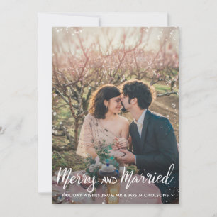 Merry And Married First Couple Christmas Photo Holiday Card