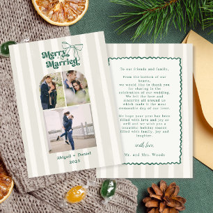 Merry and Married Hand Drawn Frame Photo Wedding Thank You Card