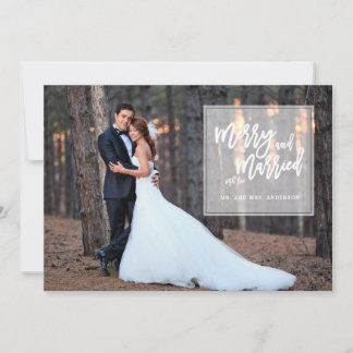 Merry and Married Hand Lettered Holiday Photo Card