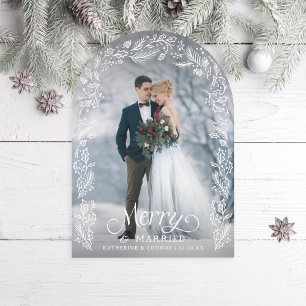 Merry and Married Holly Photo Holiday Card