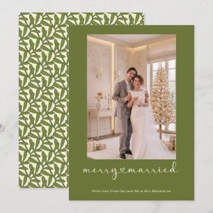 Merry and Married Newly Wed Personalised Photo Holiday Card